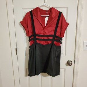 Women's black suspender skater mini skirt